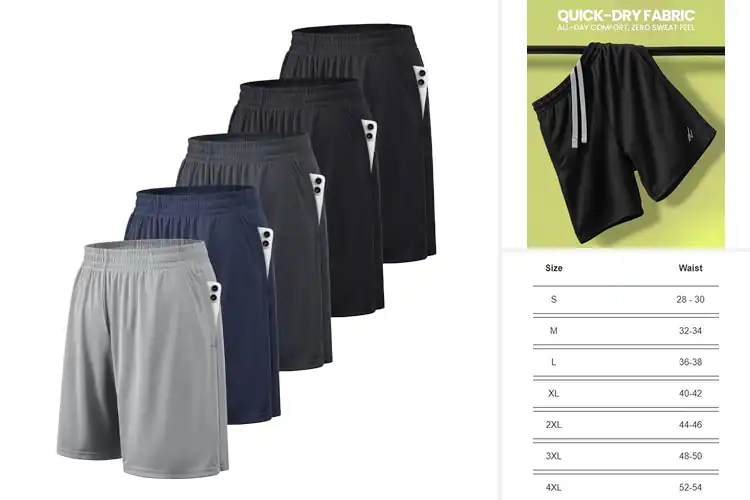 Detailed view of Best Men’s Elastic Waist Athletic Shorts