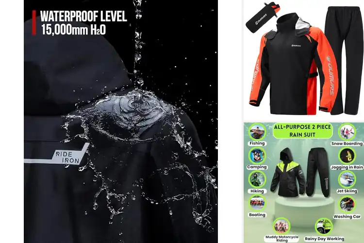 Detailed view of Best Motorcycle Rain Suits With Detachable Hoods
